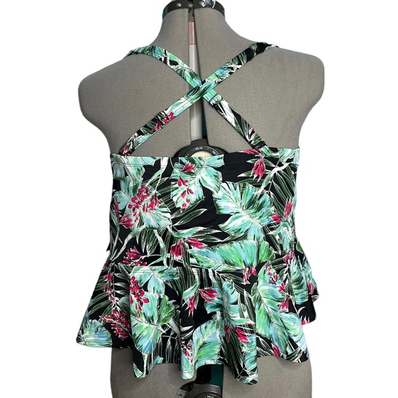 Torrid Vixen Underwire Peplum Push-Up Tankini Tropical Floral Swim Top Size 2 - Picture 4 of 7